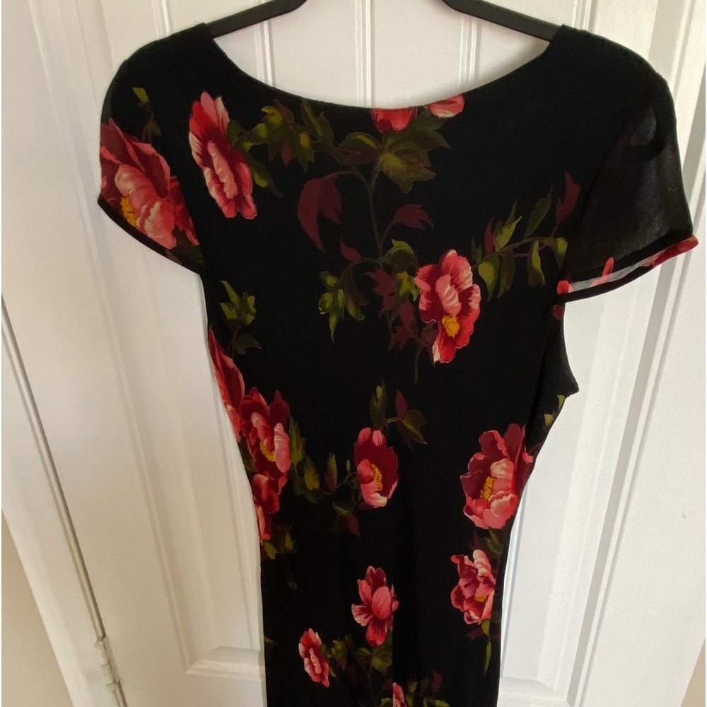 Black floral short sleeve maxi dress